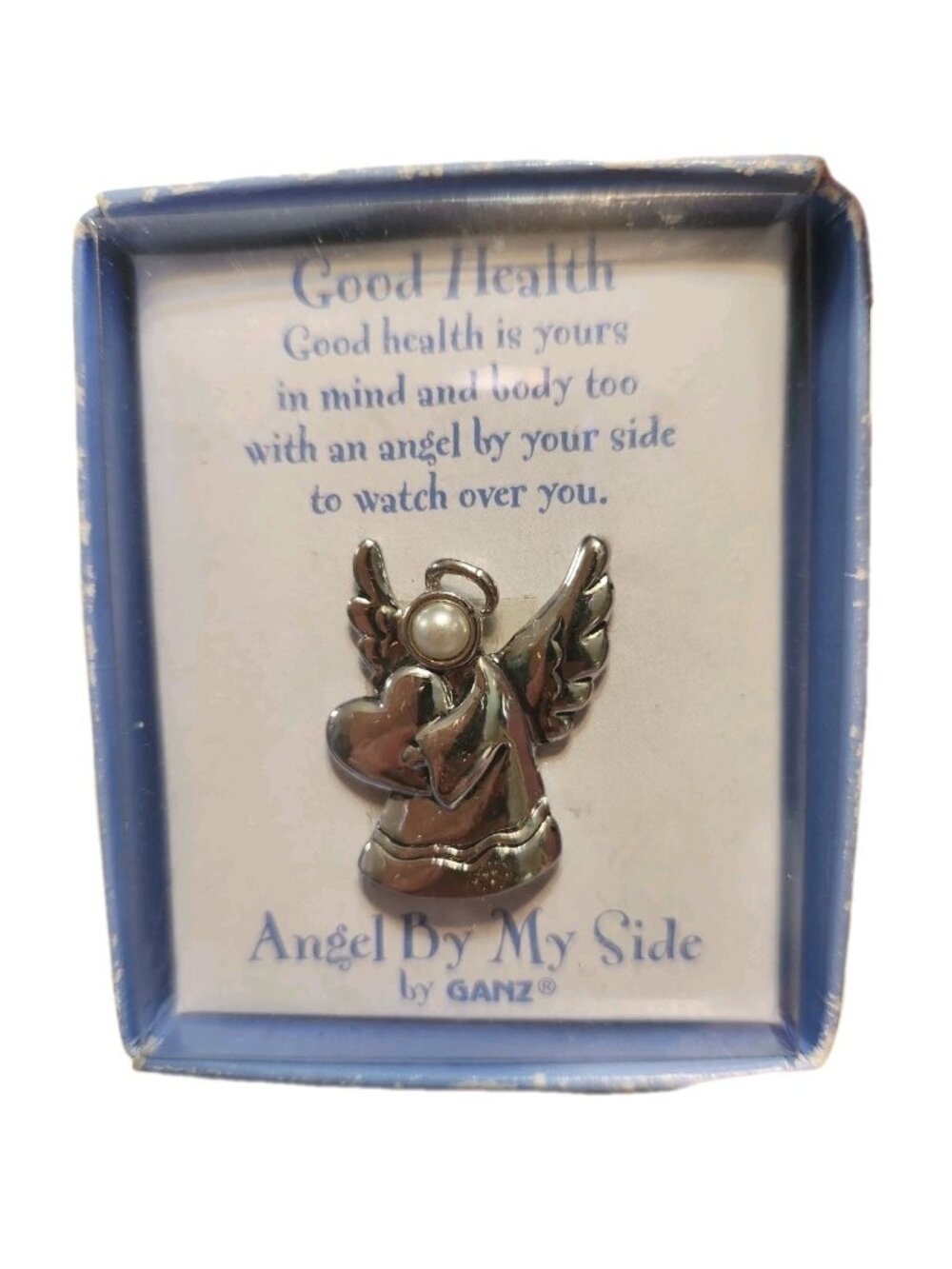 Ganz Christmas "Angel By My Side" with Poem Vintage Silver Tone Pendant/Charm